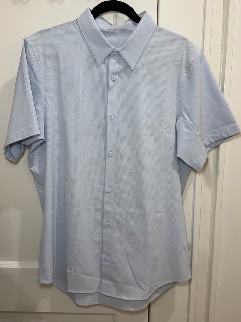 lululemon athletica Pale Blue Short Sleeve Button-Up Shirt